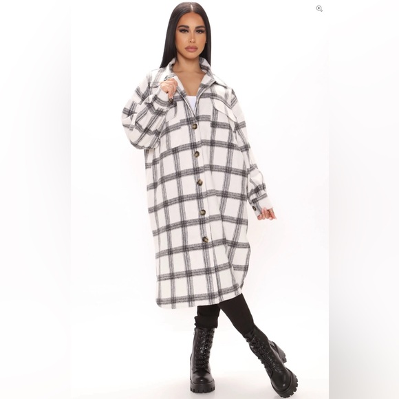 Fashion Nova Plaid Midi Jacket ..oversized..size Large - Picture 2 of 13